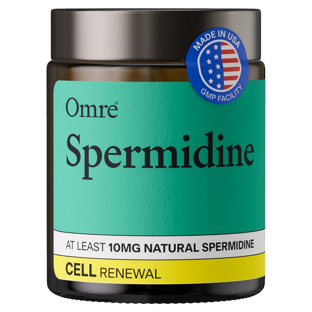 OMRE Spermidina: botella de cápsulas para uso diario y vitalidad