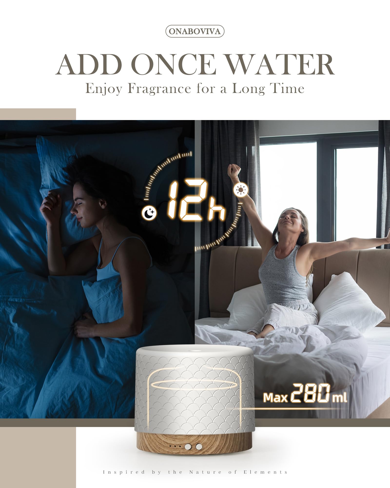 Onaboviva difusor para habitaciones grandes con aroma envolvente y agradable.