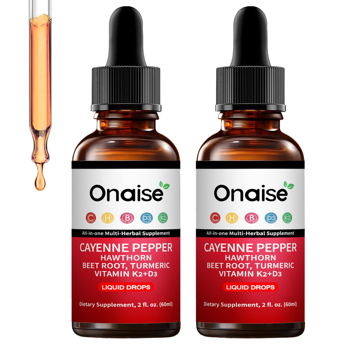 ONAISE Cayenne Drops en envase para dosis diaria.