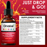 Gotero de ONAIS Cayenne Drops para dosificar con precisión.