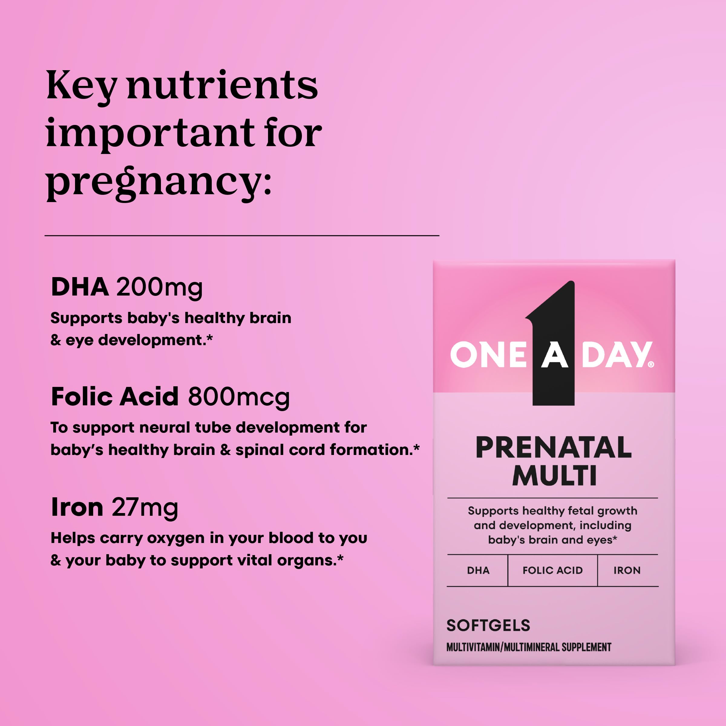 One A Day acido folico capsulas: apoya desarrollo neural del bebé.