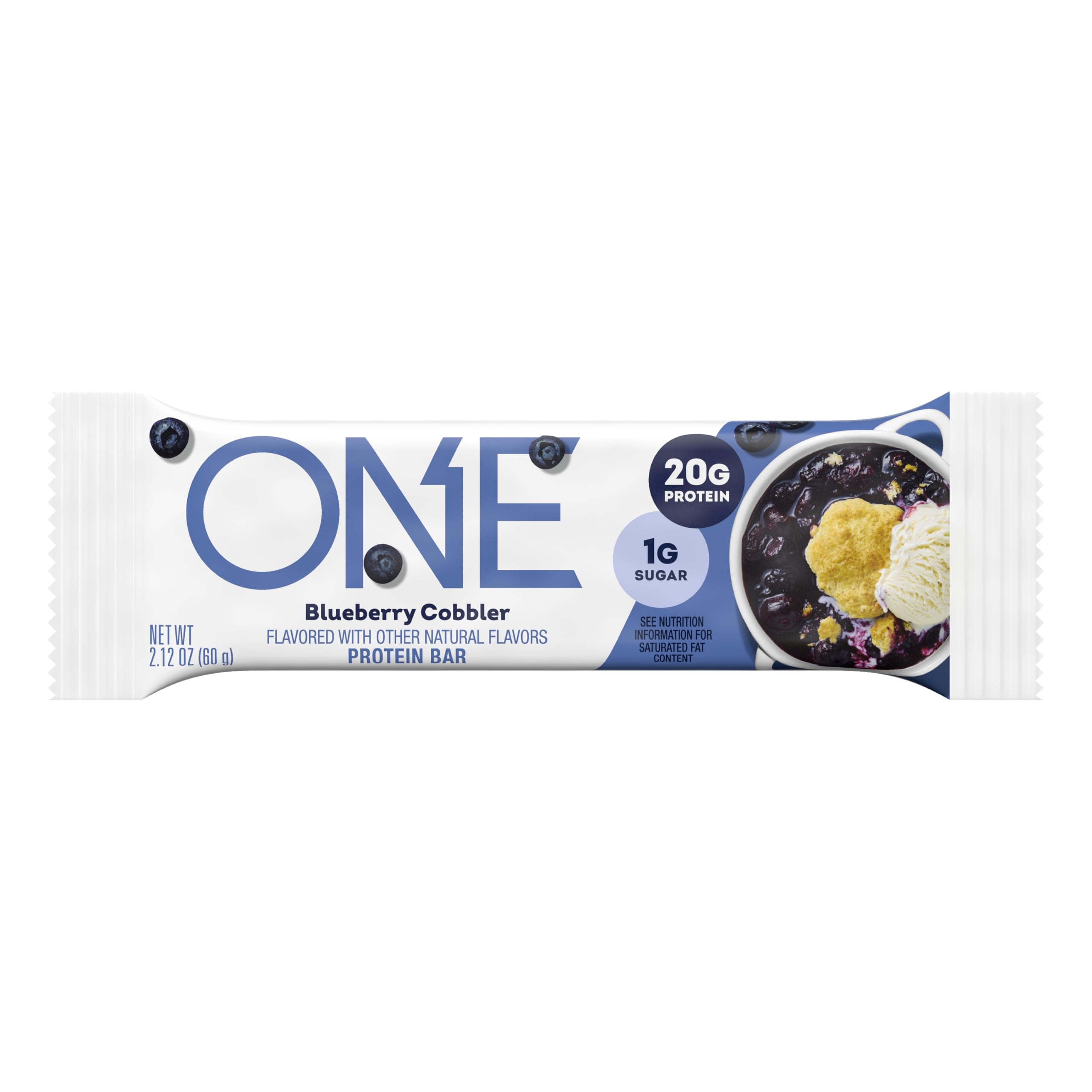 ONE barra proteína arándano cobbler, ideal para caminatas y deportes