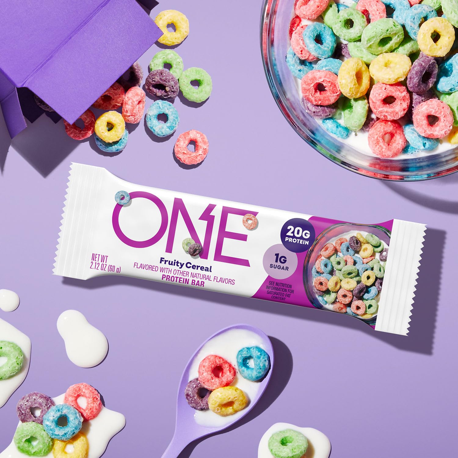 Barra de proteína ONE Cereal Frutado, sabor afrutado ideal tras el entrenamiento.