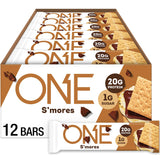 Barra ONE proteina sabor s'mores empacada para llevar y snack rápido.