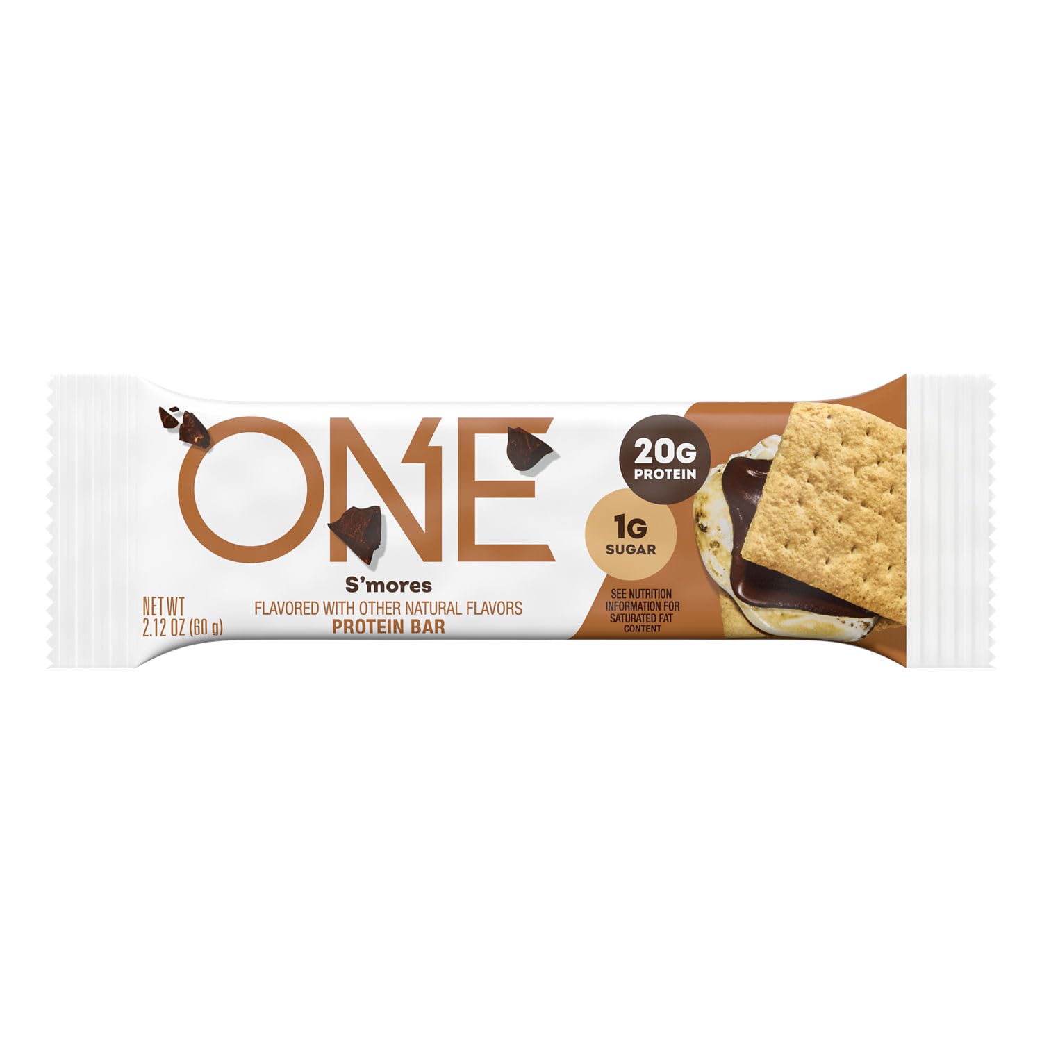 Barra ONE proteina sabor s'mores para entrenamiento post ejercicio.