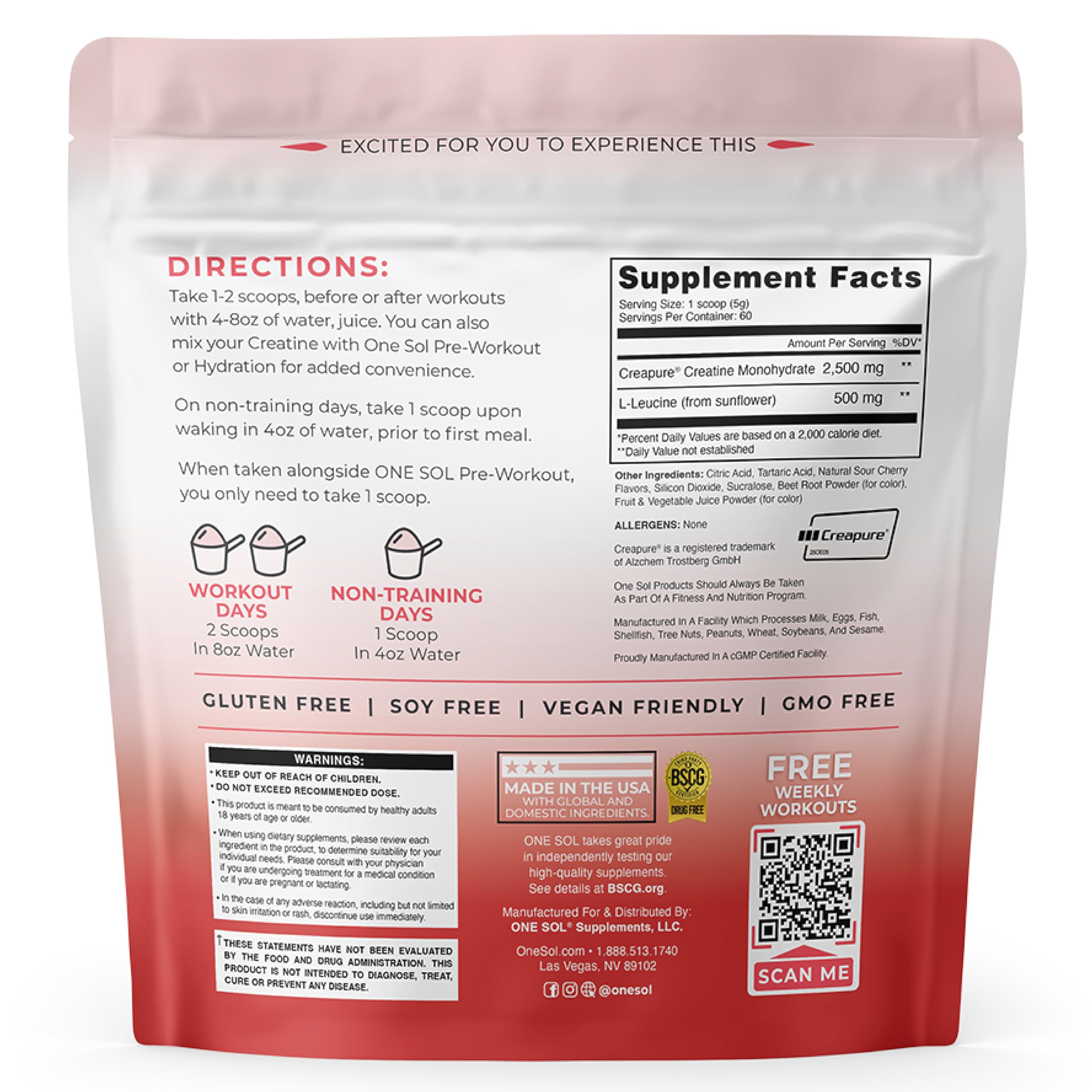 One Sol Creatine: cuchara para dosificar y entrenar con potencia