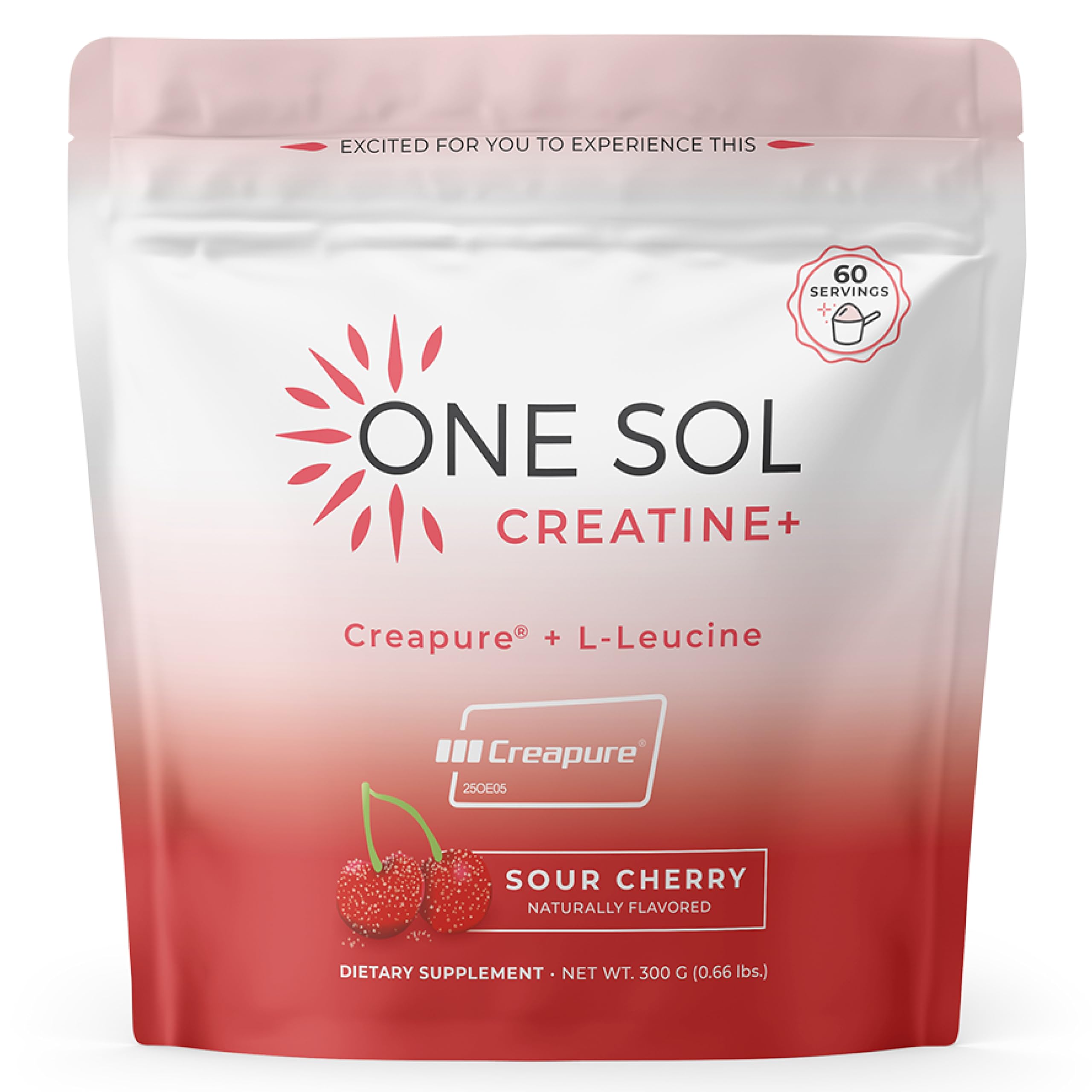 One Sol Creatine para mujer: pote de suplemento listo para mezclar durante entrenos