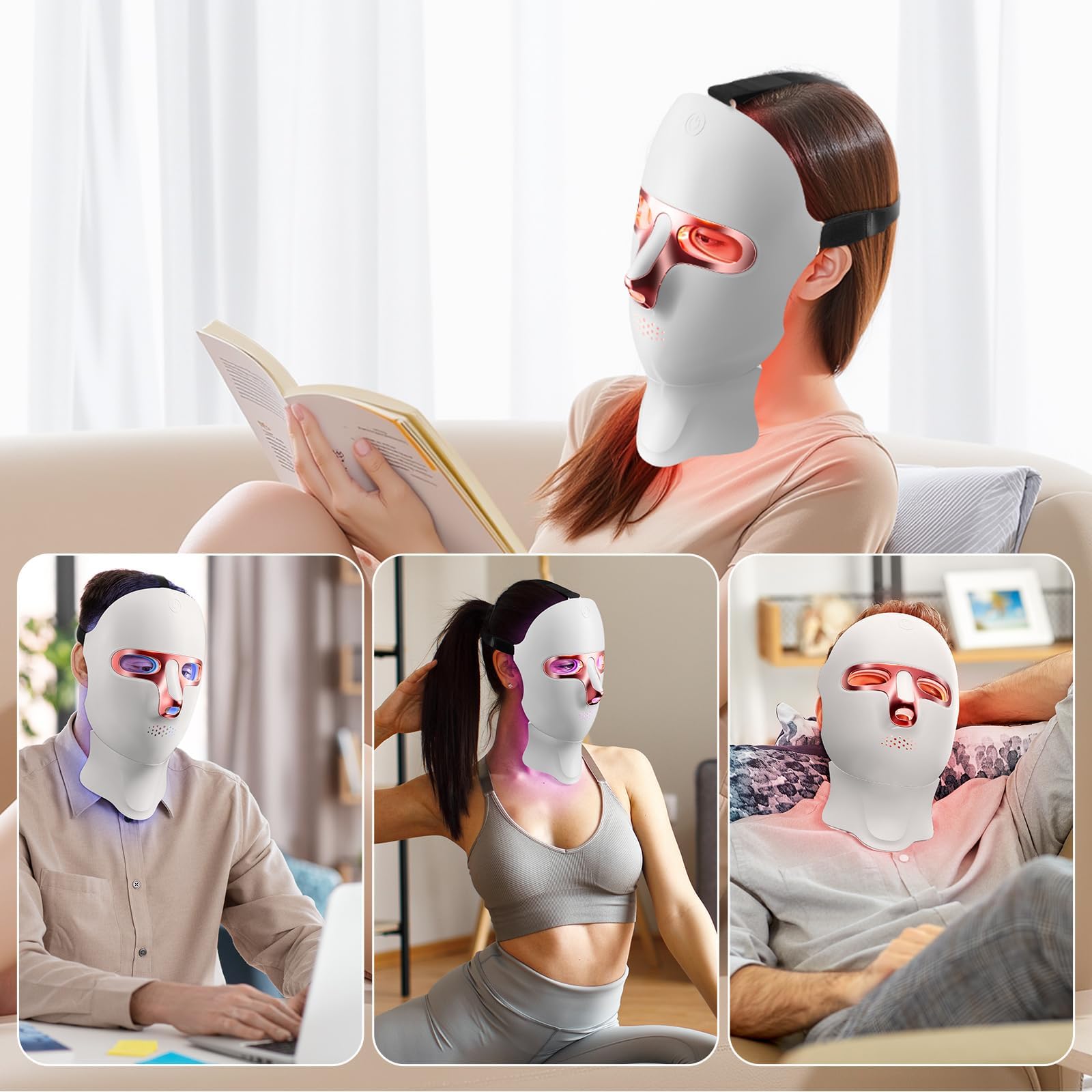 ONLUKY mascarilla luz roja rostro diseño ergonómico y ajuste cómodo