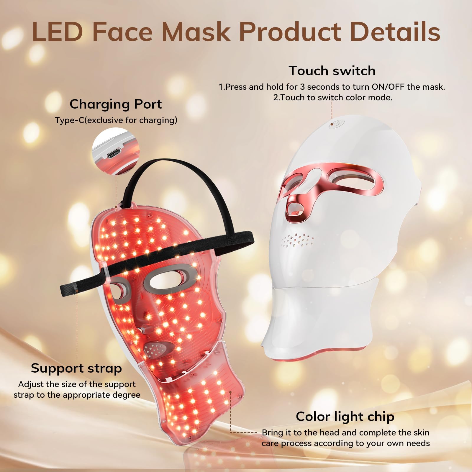 ONLUKY mascarilla luz roja rostro relajación antes de dormir