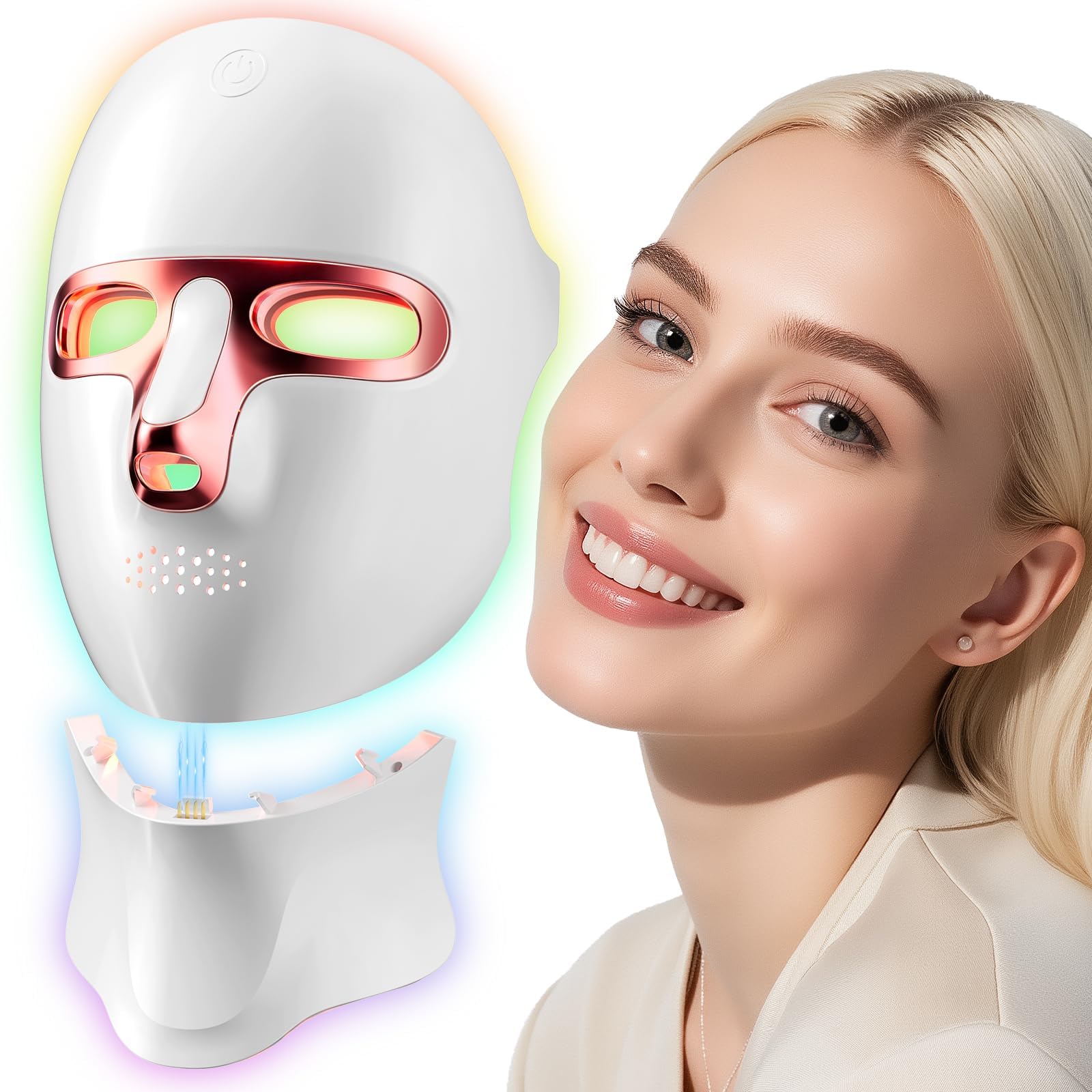 ONLUKY mascarilla luz roja rostro uso casa para relajación facial