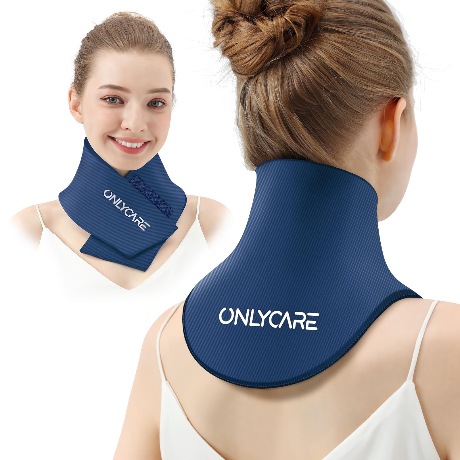 Compresa de hielo para cuello ONLYCARE ajustable para alivio cómodo.