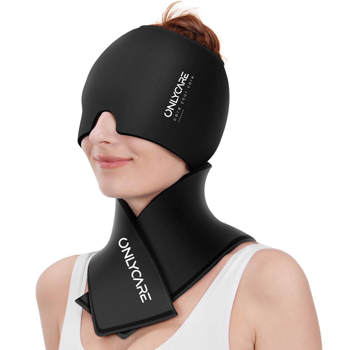 Gorro ONLYCARE para migraña alivia presión y facilita dormir.
