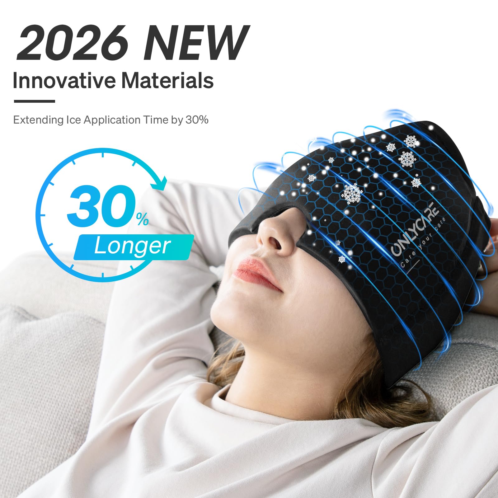 ONLYCARE Migraine Relief Cap gel 360 grados cubre cabeza para enfriamiento efectivo