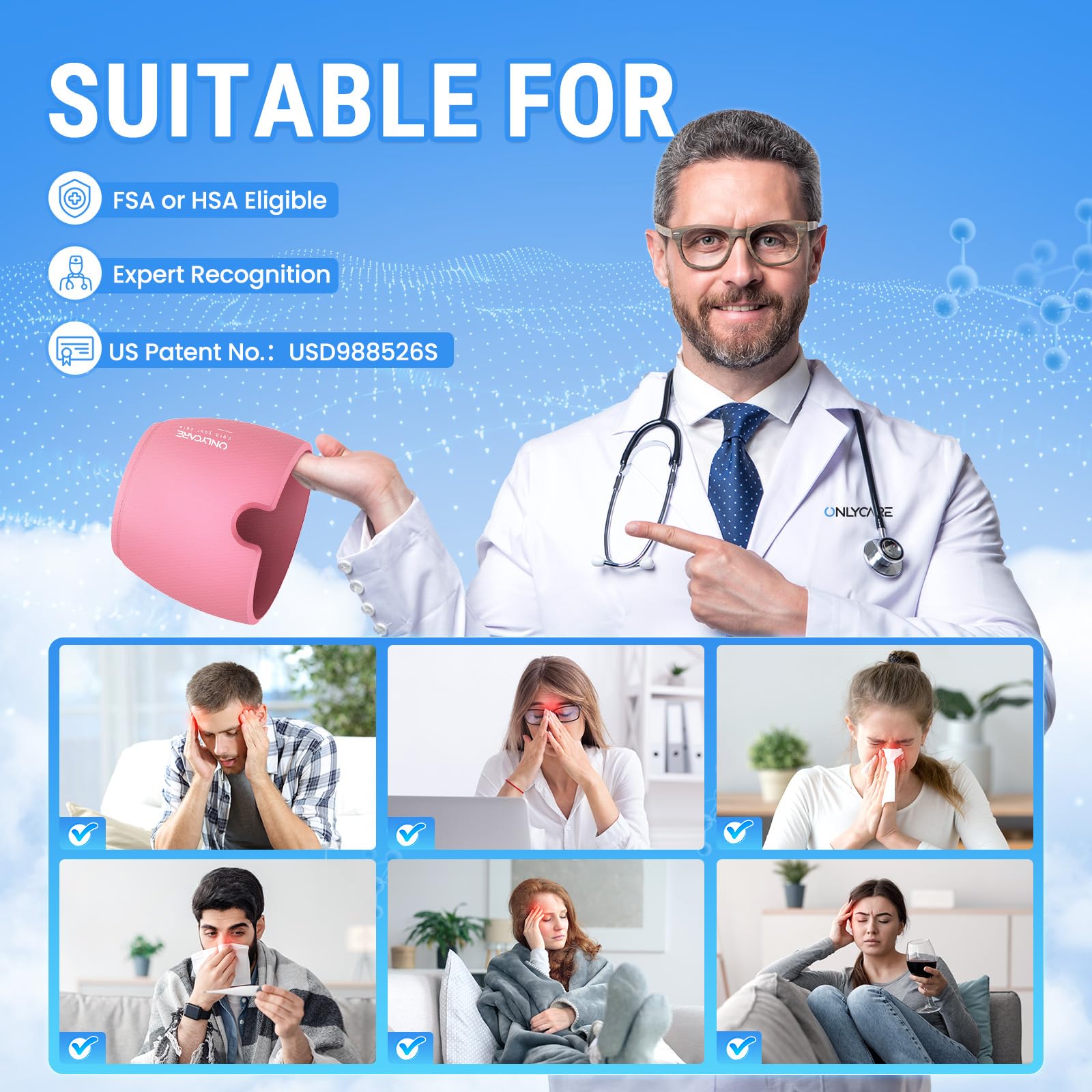 ONLYCARE Migraine Relief Cap favorece la relajación durante la siesta