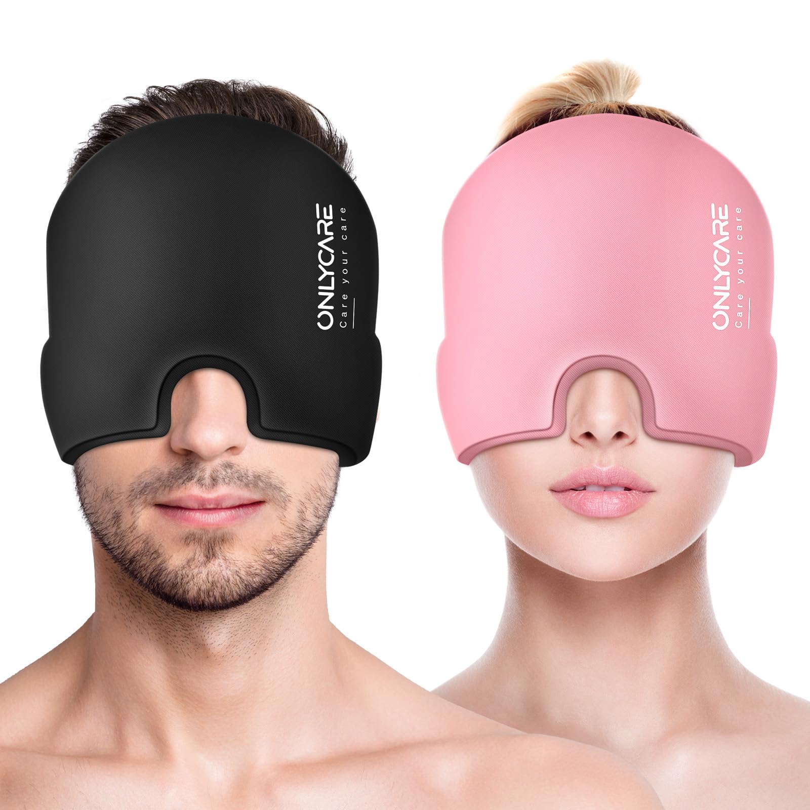 ONLYCARE Migraine Relief Cap en uso frío para alivio localizado