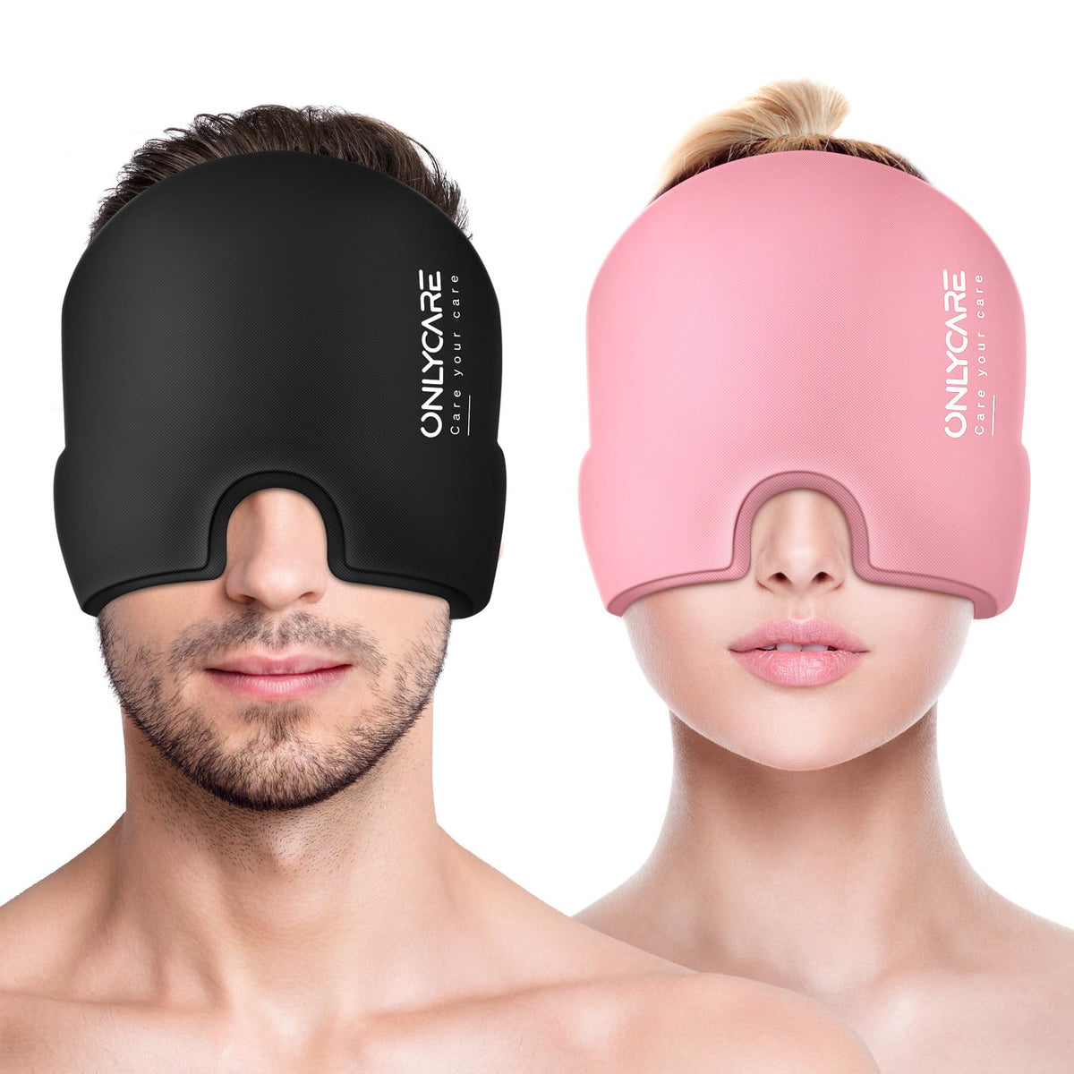ONLYCARE Migraine Relief Cap en uso frío para alivio localizado