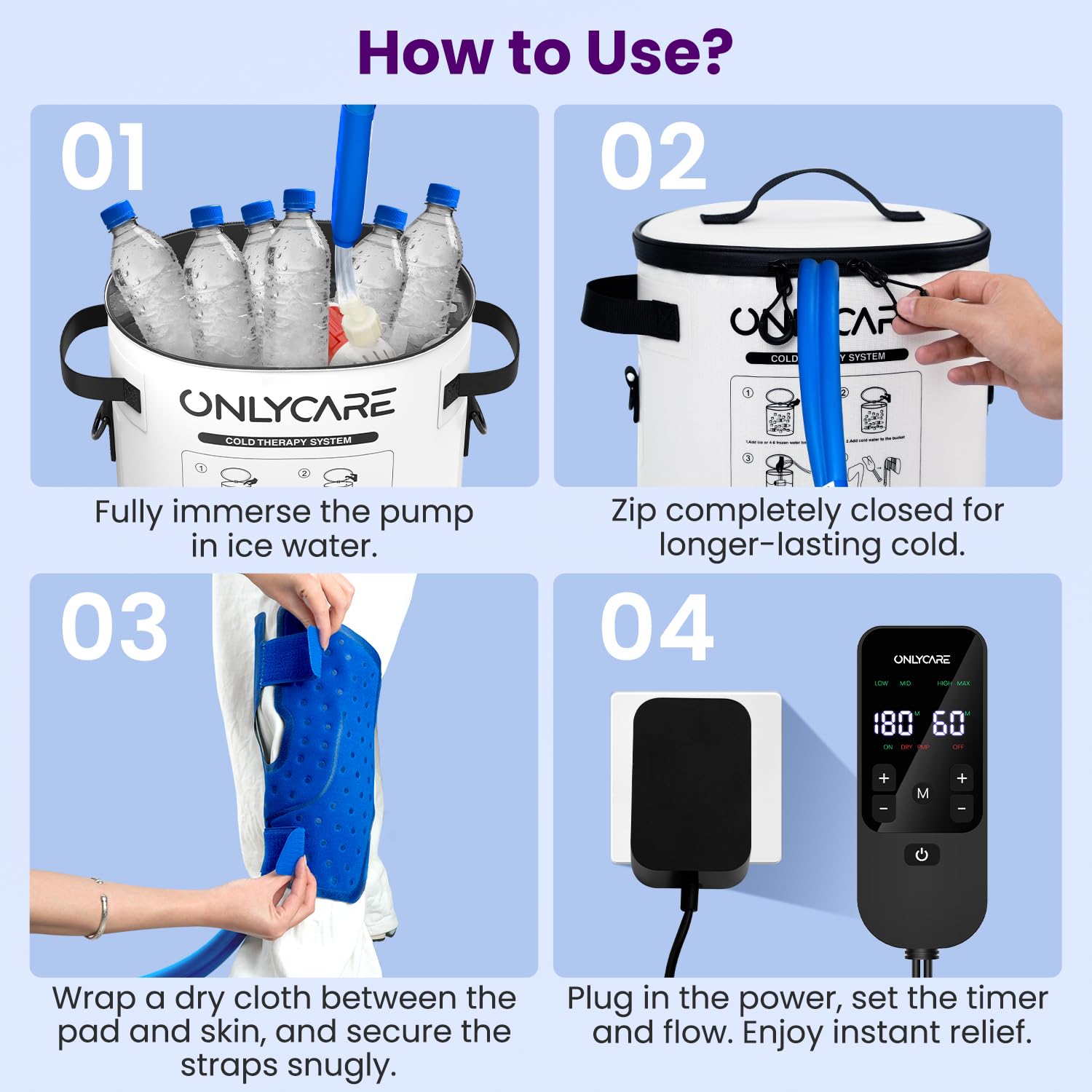 ONLYCARE uso-para-lesiones-deportivas, terapia fría en casa o en campo.