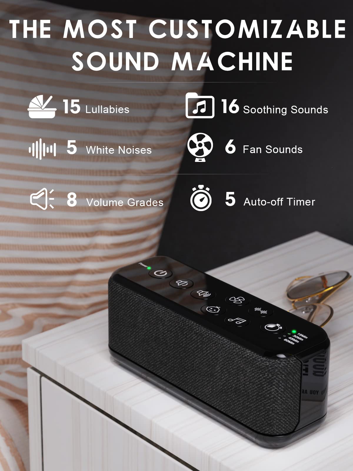 OnLyee doble altavoces estéreo con sonido claro para dormir o trabajar.