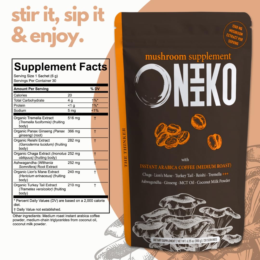 ONIIKO ingredientes antioxidantes Chaga y Reishi para apoyo potencial