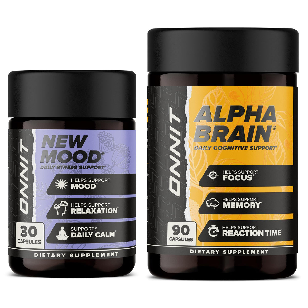 ONNIT Alpha Brain envase muestra enfoque diario y claridad