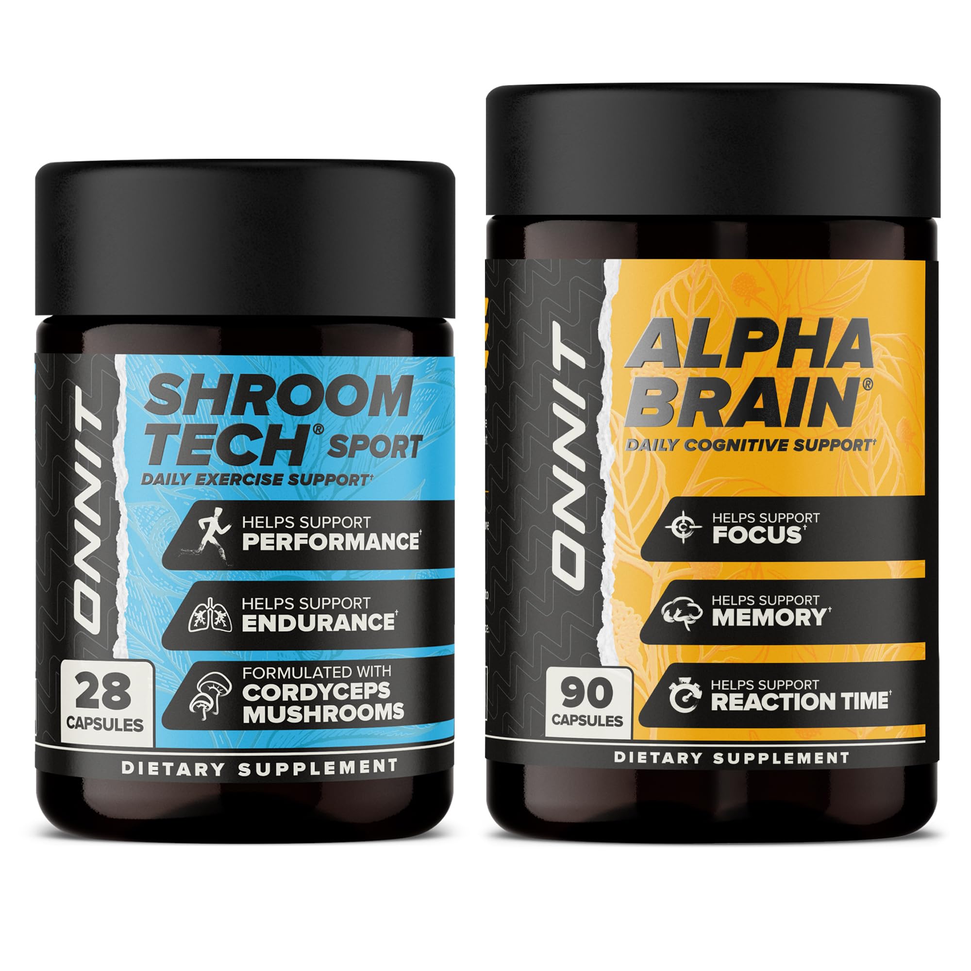 ONNIT Alpha Brain: cápsulas en frasco con foco en concentración y claridad mental.