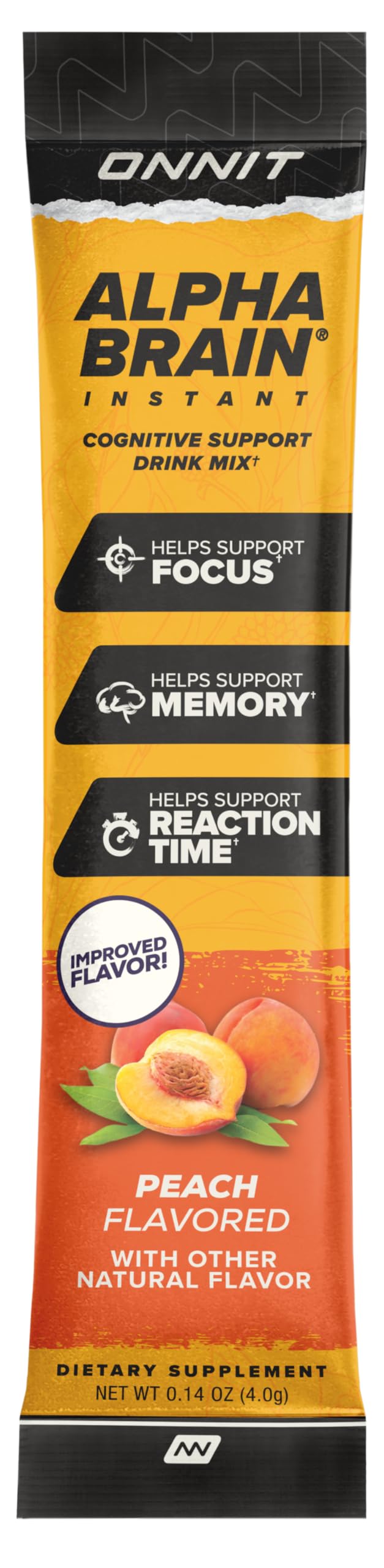 ONNIT Alpha Brain Instant: disolver en agua con sabor a durazno
