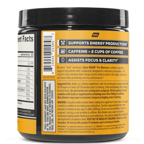 ONNIT Alpha Brain, polvo pre-entrenamiento, medidor incluido, enfoque mental y energía durante la sesión