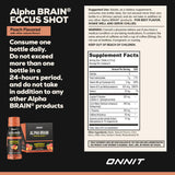 ONNIT Alpha Brain Shot, color durazno brillante, sabor agradable que estimula la mañana.