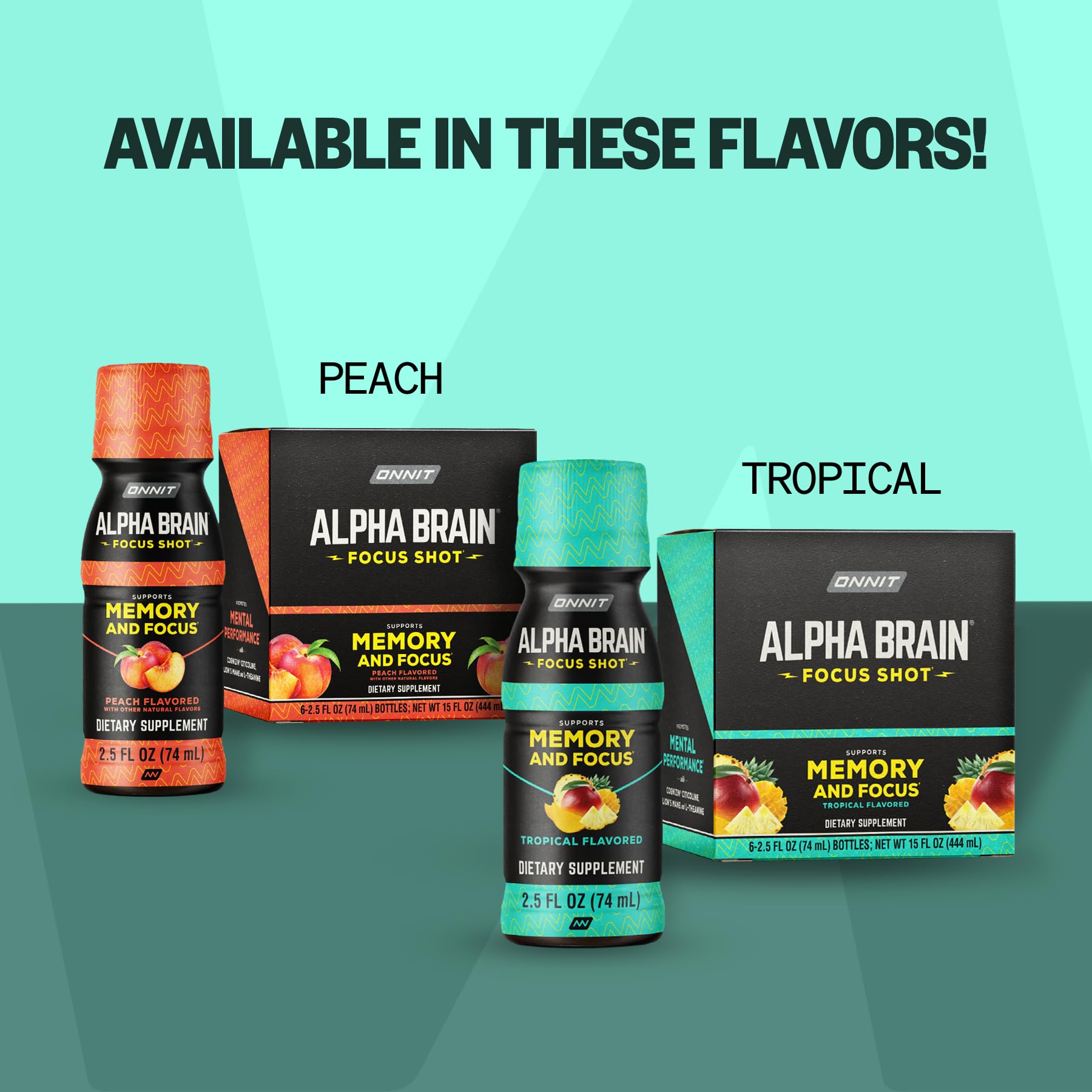 ONNIT Alpha Brain Shot, dosis rápida, apoyo a la productividad diaria.