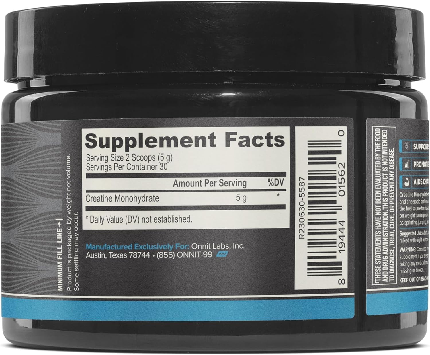 ONNIT Creatine Monohydrate mezcla fácil en batido para recuperación rápida