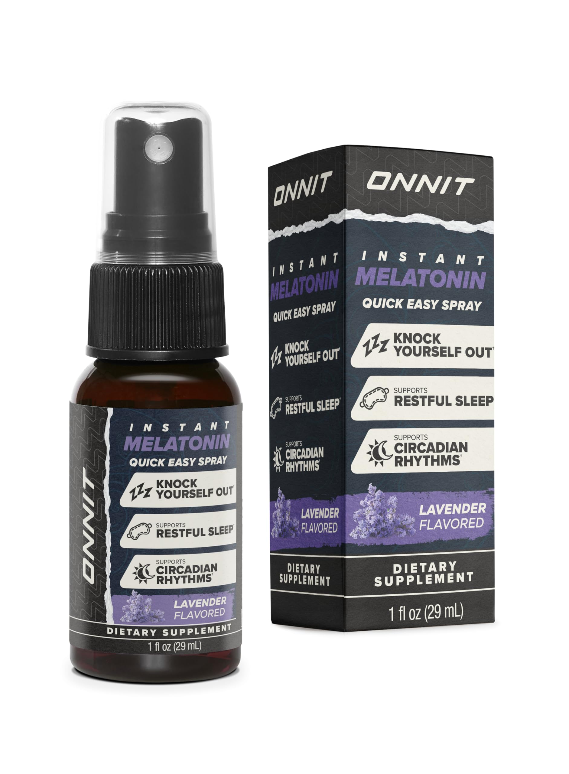 ONNIT Melatonina Spray Lavanda, envase de 1 oz para apoyo nocturno