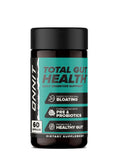 ONNIT Total Gut Health, botella, promueve digestión diaria equilibrada y microbioma saludable.