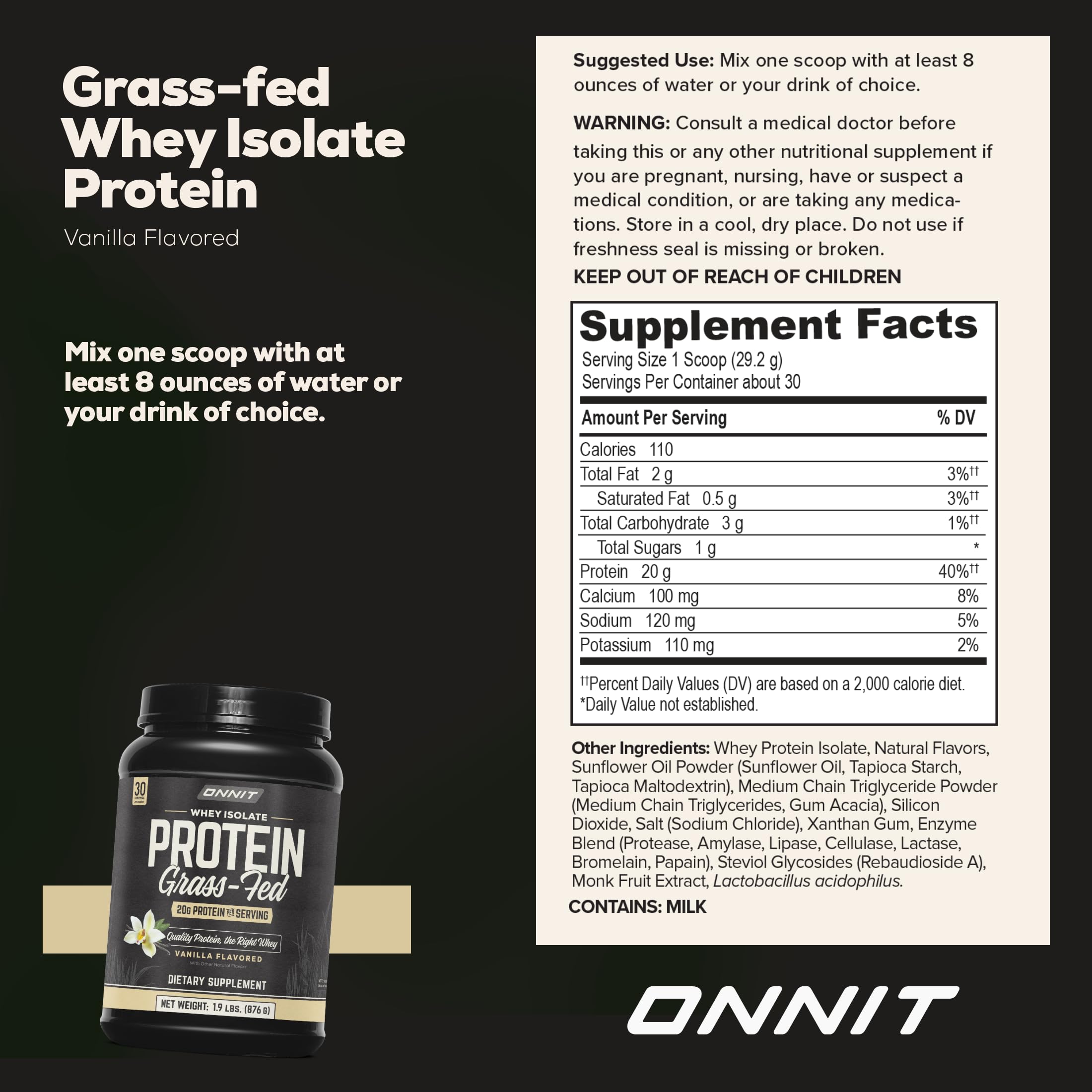 Vertido en vaso de proteina ONNIT con vainilla cremosa