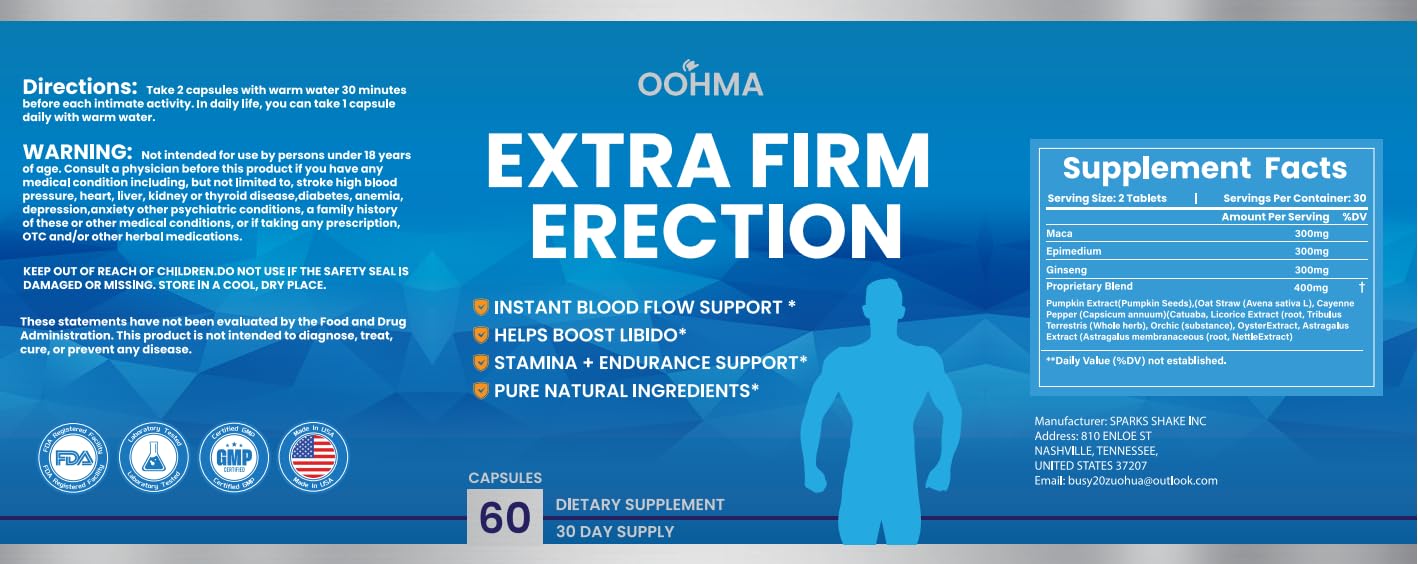 Oohma ingredientes maca y epimedium para una fórmula natural.