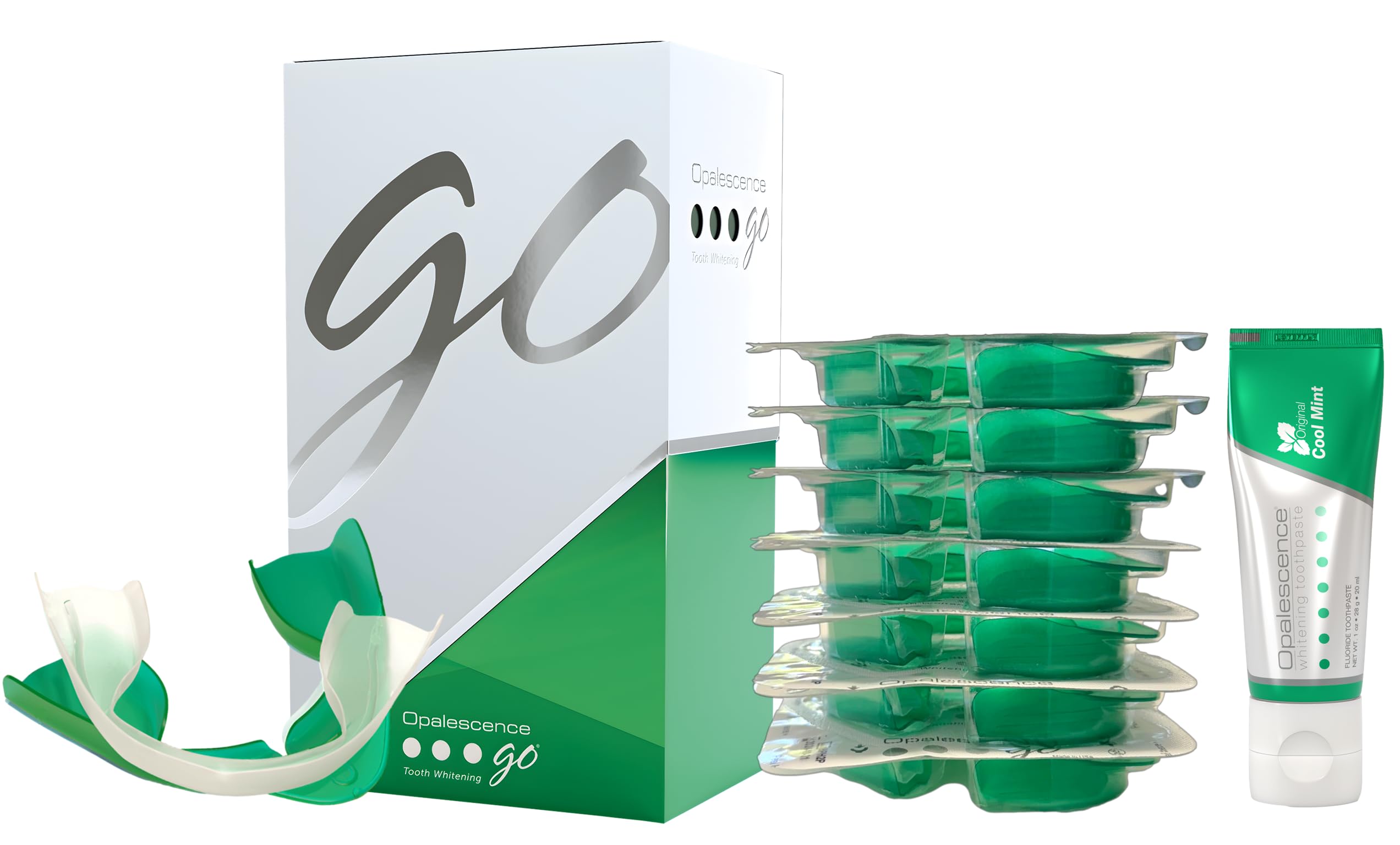 Opalescence GO 15, bandejas prellenadas para siete tratamientos, aplicación cómoda.