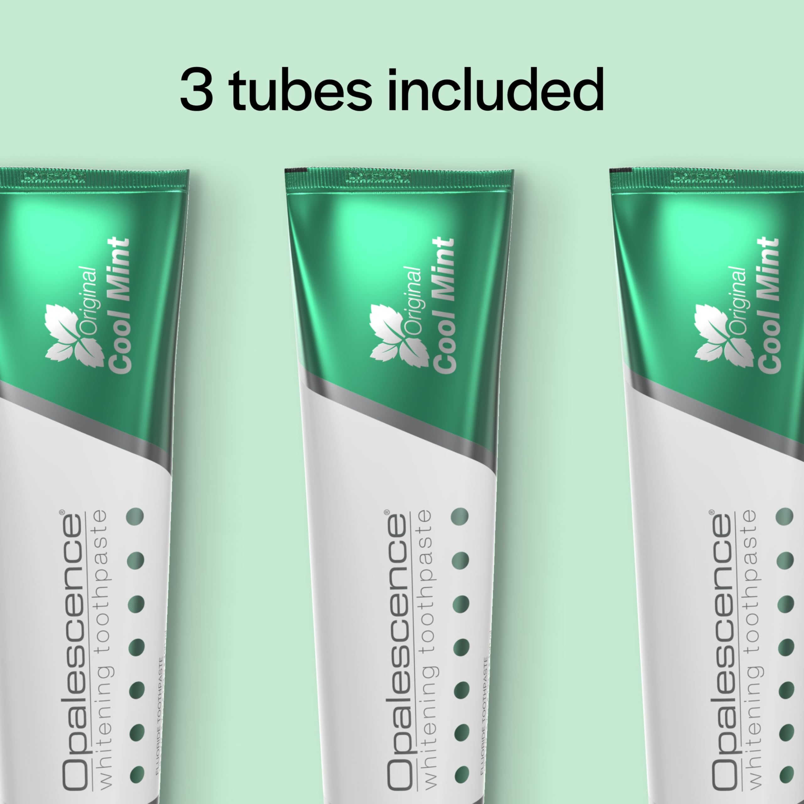 Opalescence Pasta Dental Original Menta, detalle de etiqueta y beneficios sin gluten