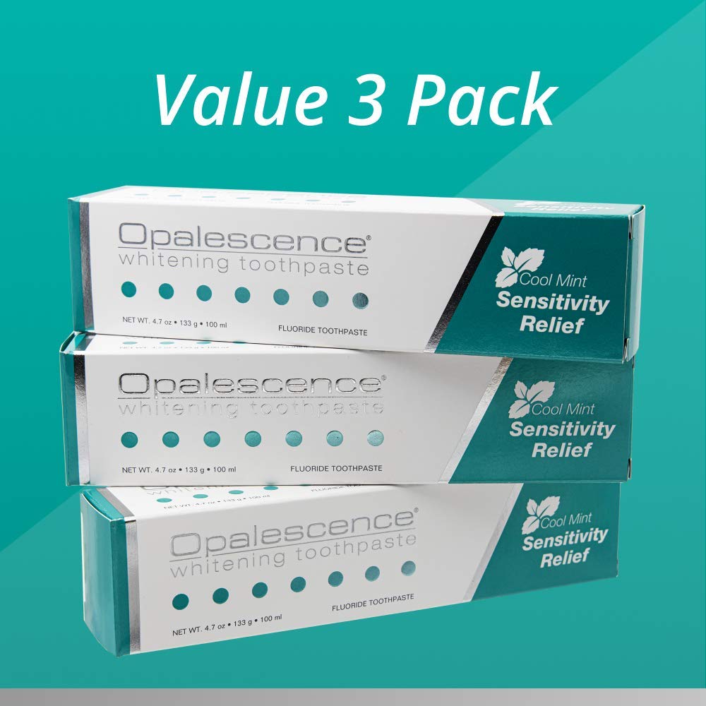 Opalescence pasta dental sin gluten, símbolo de gluten libre en el empaque.