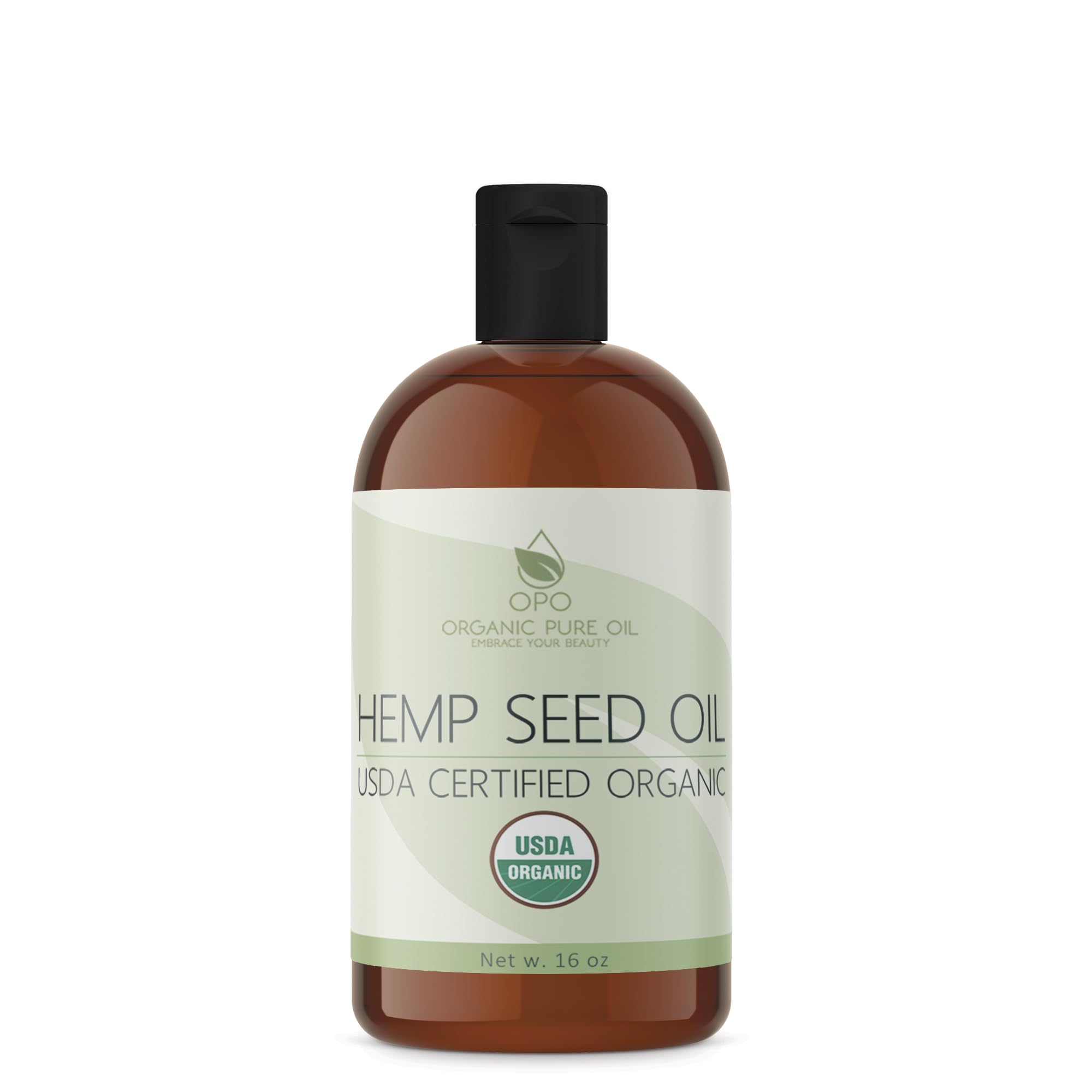 Aceite de cáñamo orgánico OPO, botella 16 oz, puro y versátil para cosméticos.