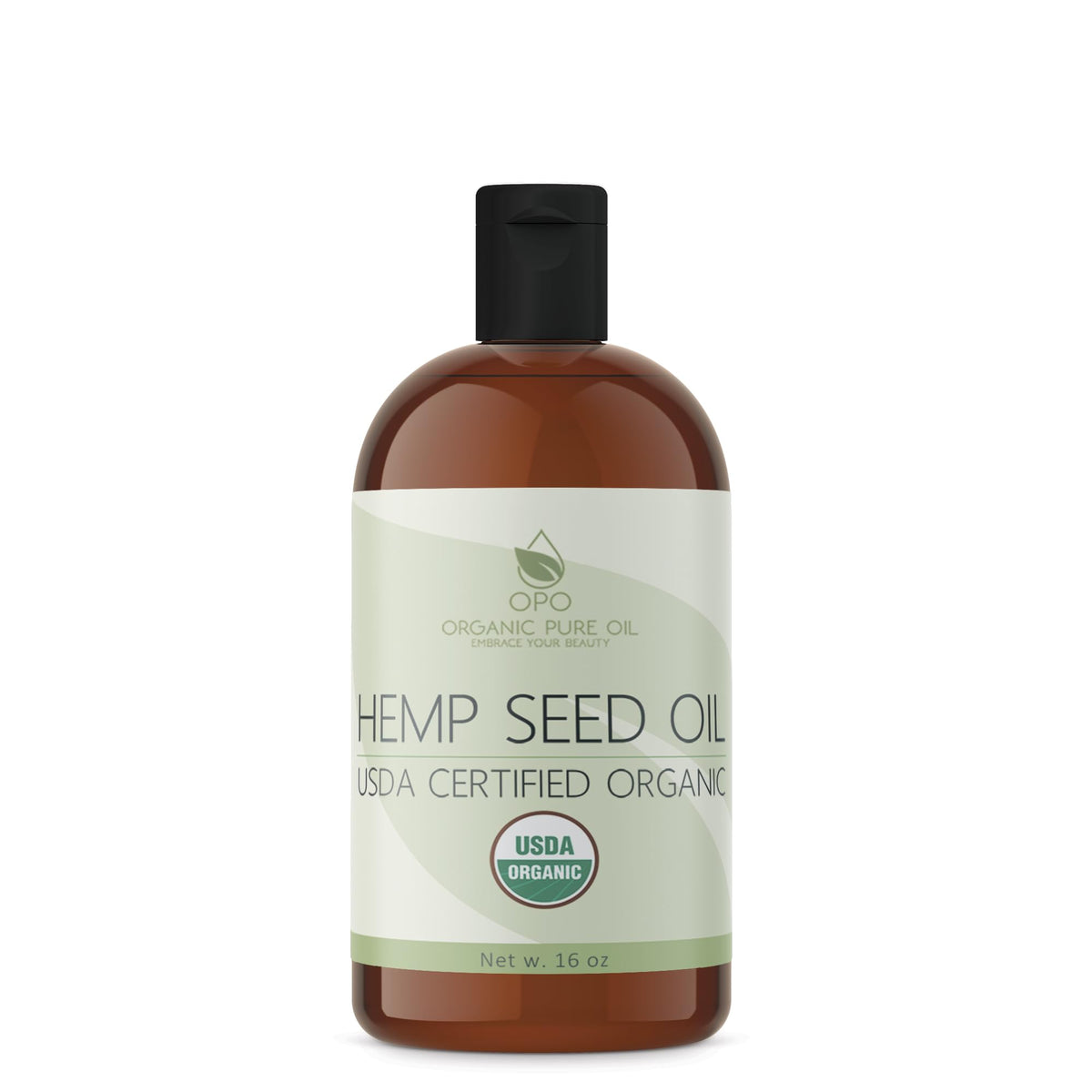 Aceite de cáñamo orgánico OPO, botella 16 oz, puro y versátil para cosméticos.