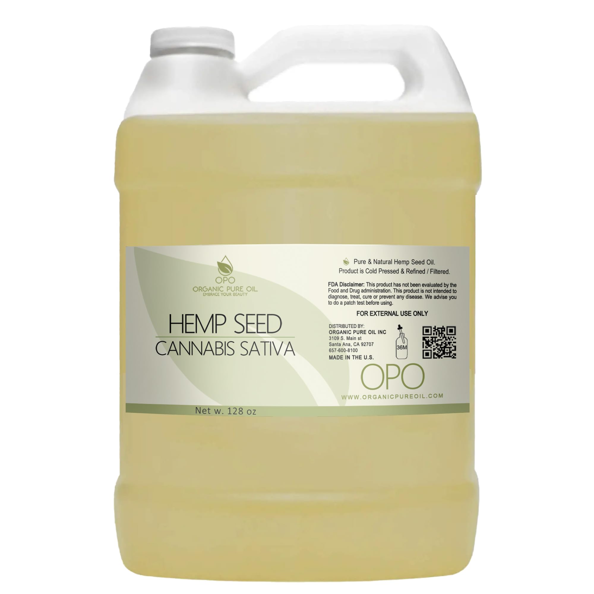 OPO aceite de semilla de cáñamo natural para cosméticos caseros.