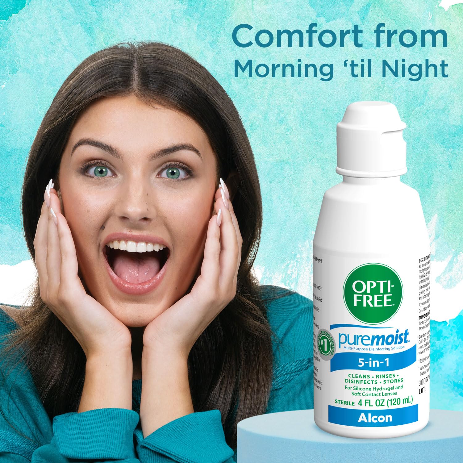 Matriz Hydraglyde de Opti-Free Puremoist rodea la lente con comodidad.