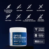 Opti + Life MD Magnesio Triple: cápsulas blancas para ingestión suave.