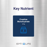 Bote de Opti + Life MD Creatina Monohidratada en entorno de gimnasio