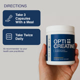 Estilo de vida activo con Opti + Life MD Creatina Monohidratada para uso diario