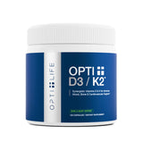 Opti + Life MD D3/K2, botella-capsulas para apoyo diario de salud ósea