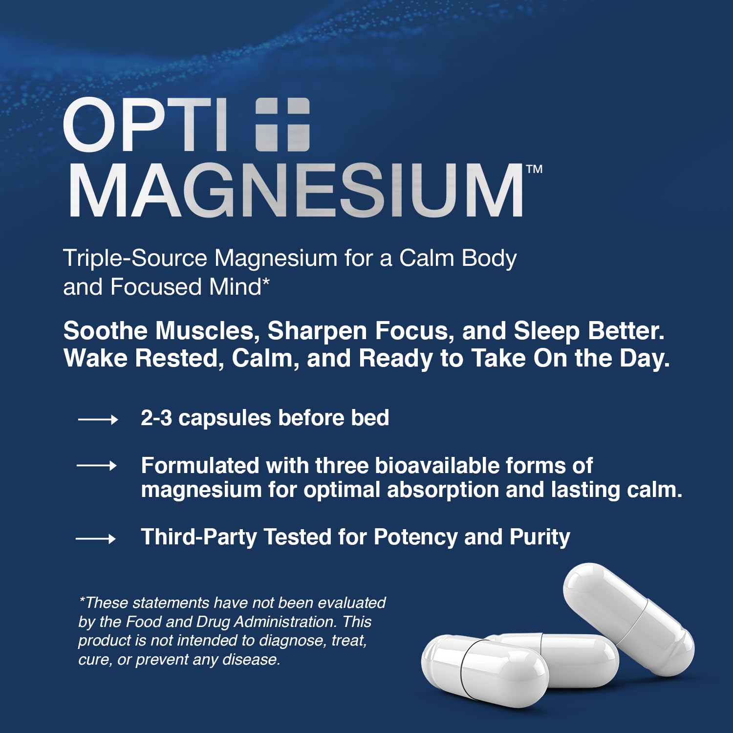 Opti + Life MD Magnesio Triple: envase ergonómico facilita manejo diario.