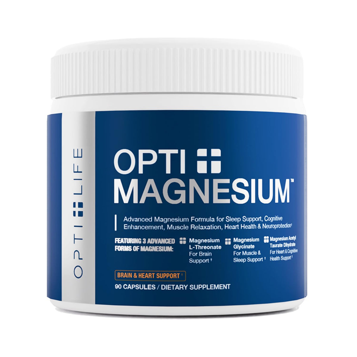 Opti + Life MD Magnesio Triple: cápsulas, posible relajación nocturna.