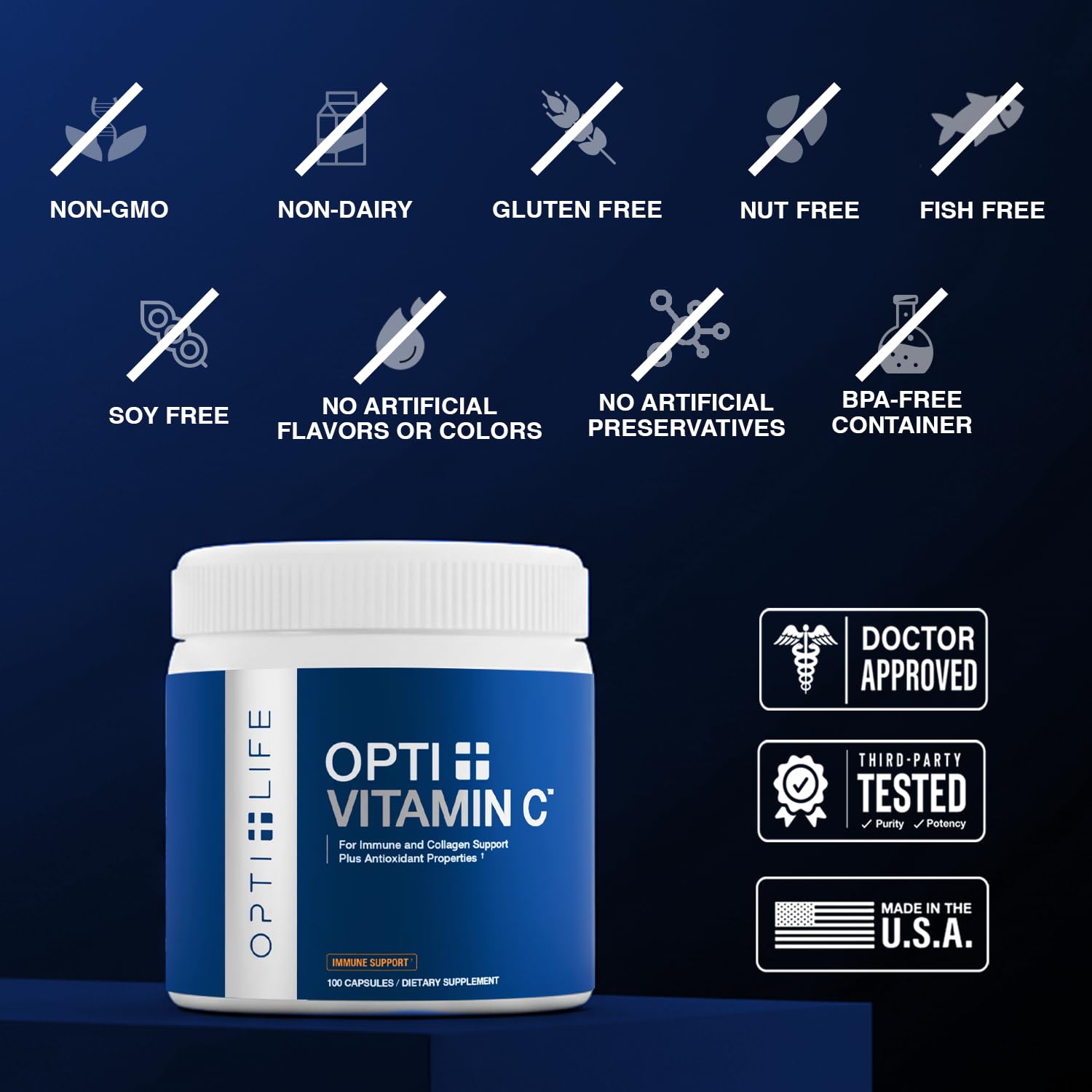 Opti Life MD Vitamina C 1000 mg, rosa mosqueta y acerola para apoyo diario