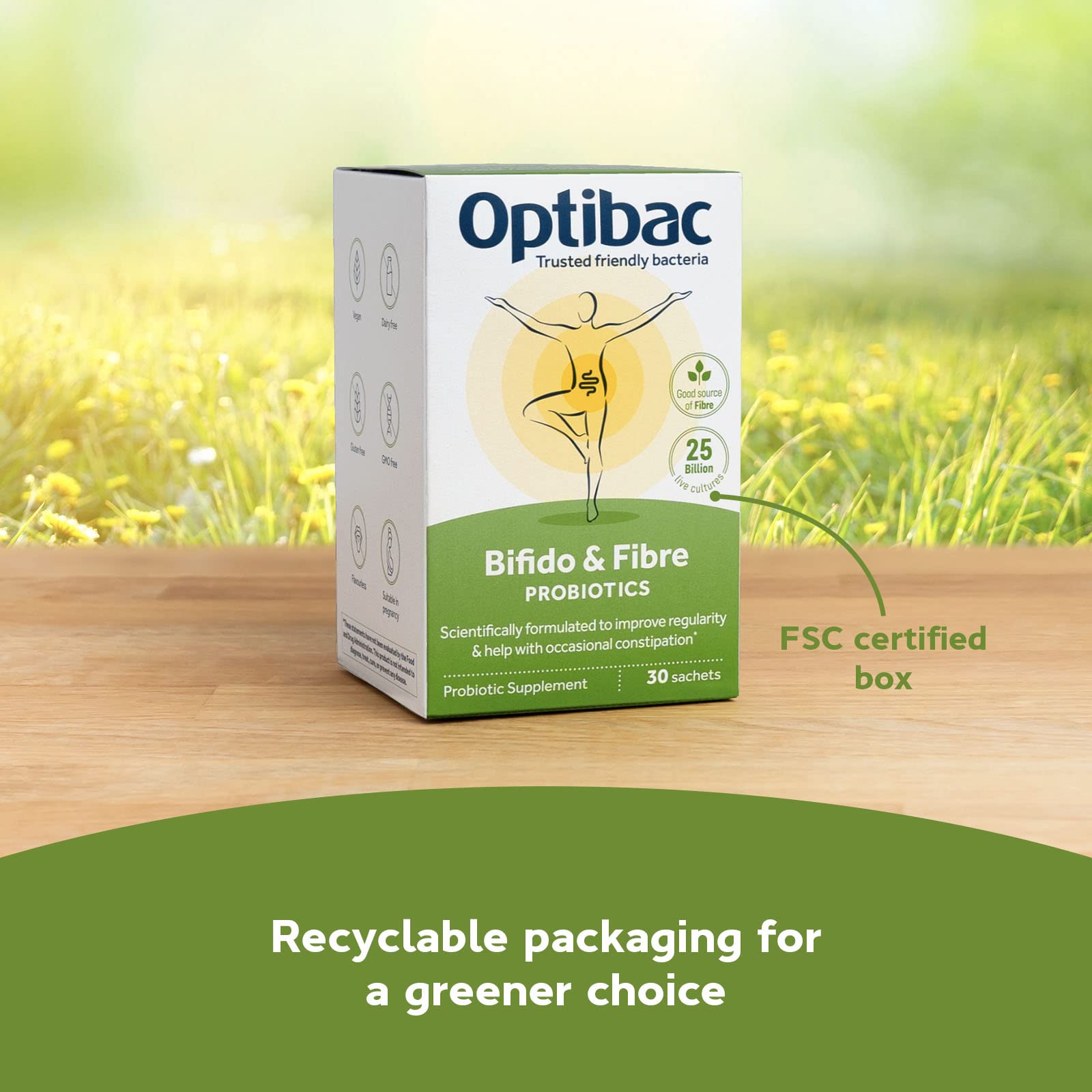 Optibac Bifido & Fibre: dosis diaria en agua o bebida