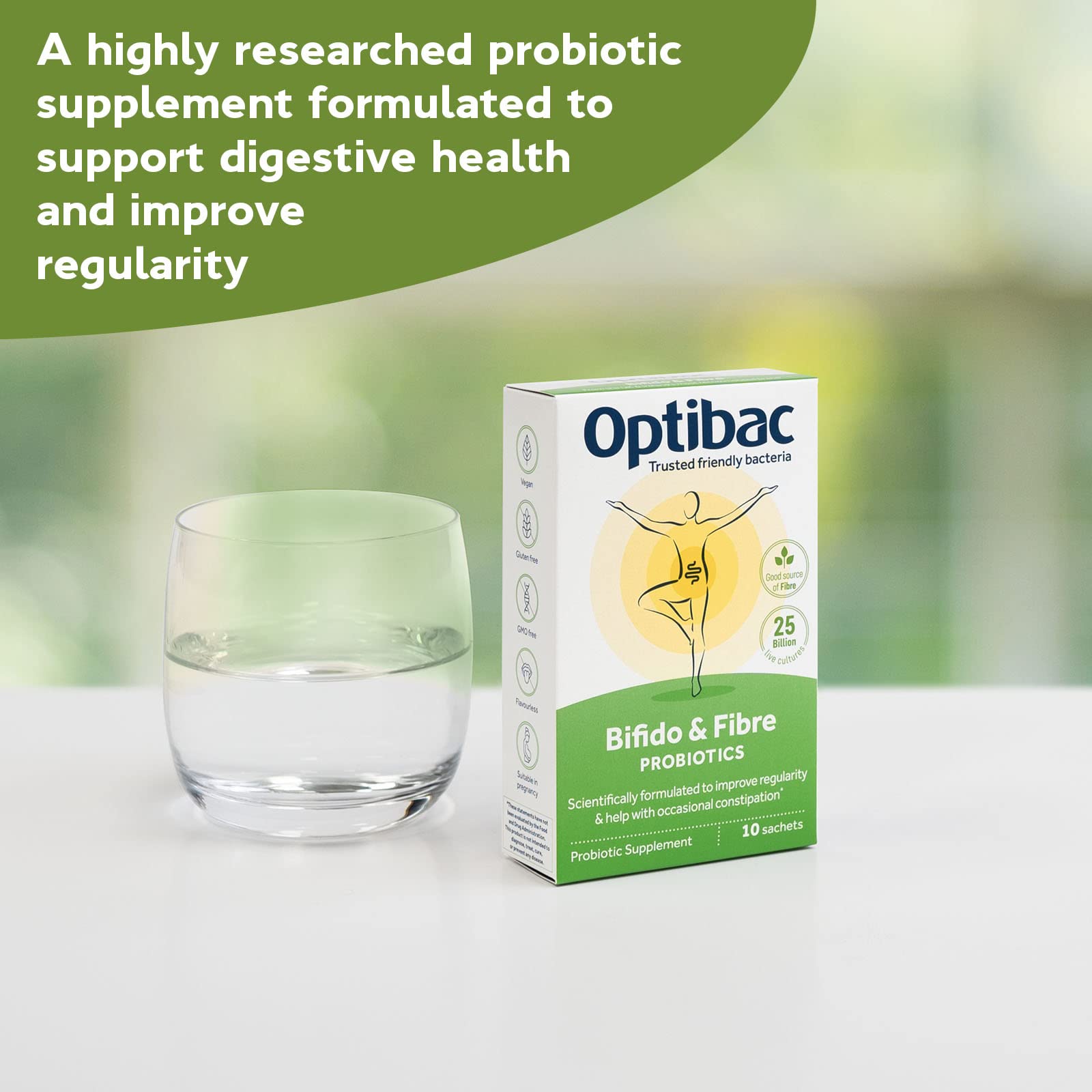 Optibac Bifido & Fibre: sobre abierto para tomar la dosis diaria